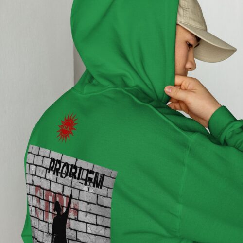 Sudadera bordada con capucha y estampado trasero unisex "No problem"