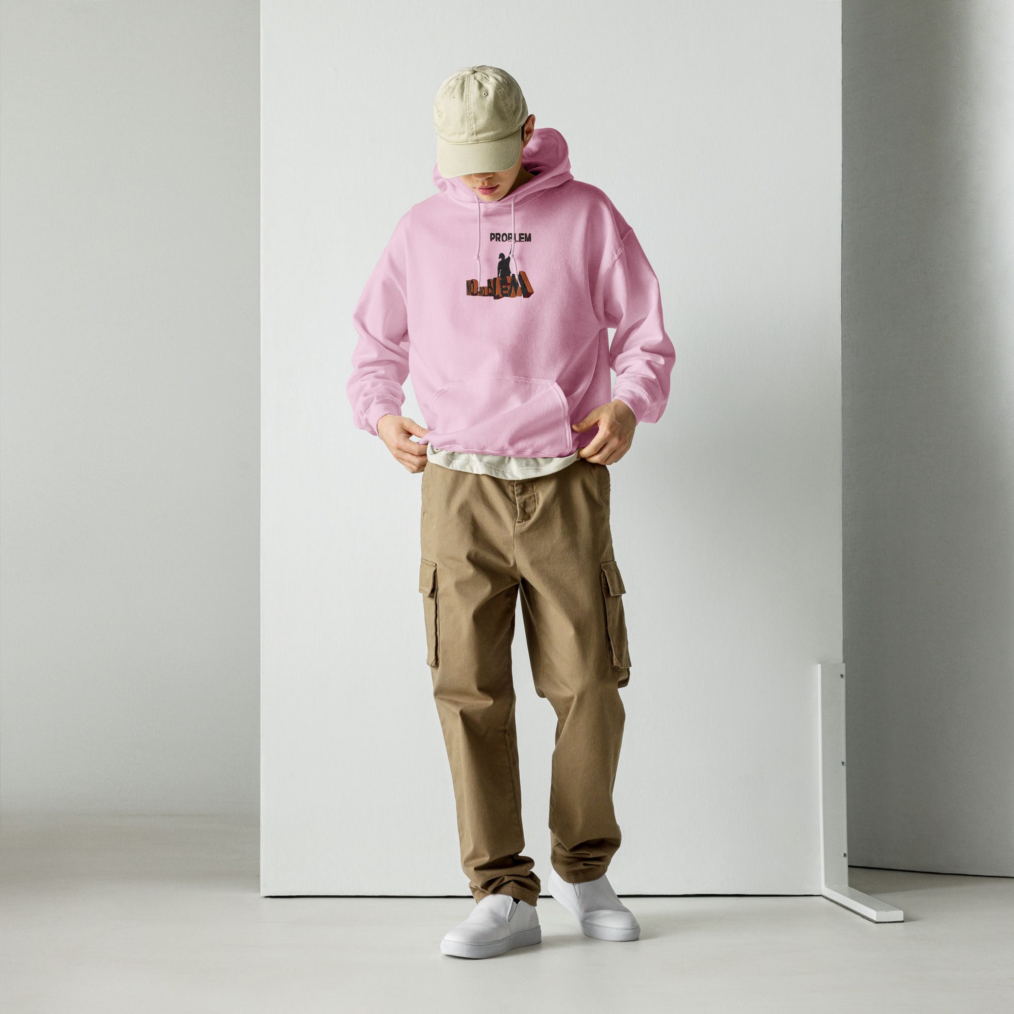 Sudadera bordada con capucha y estampado trasero unisex "No problem" - Imagen 12