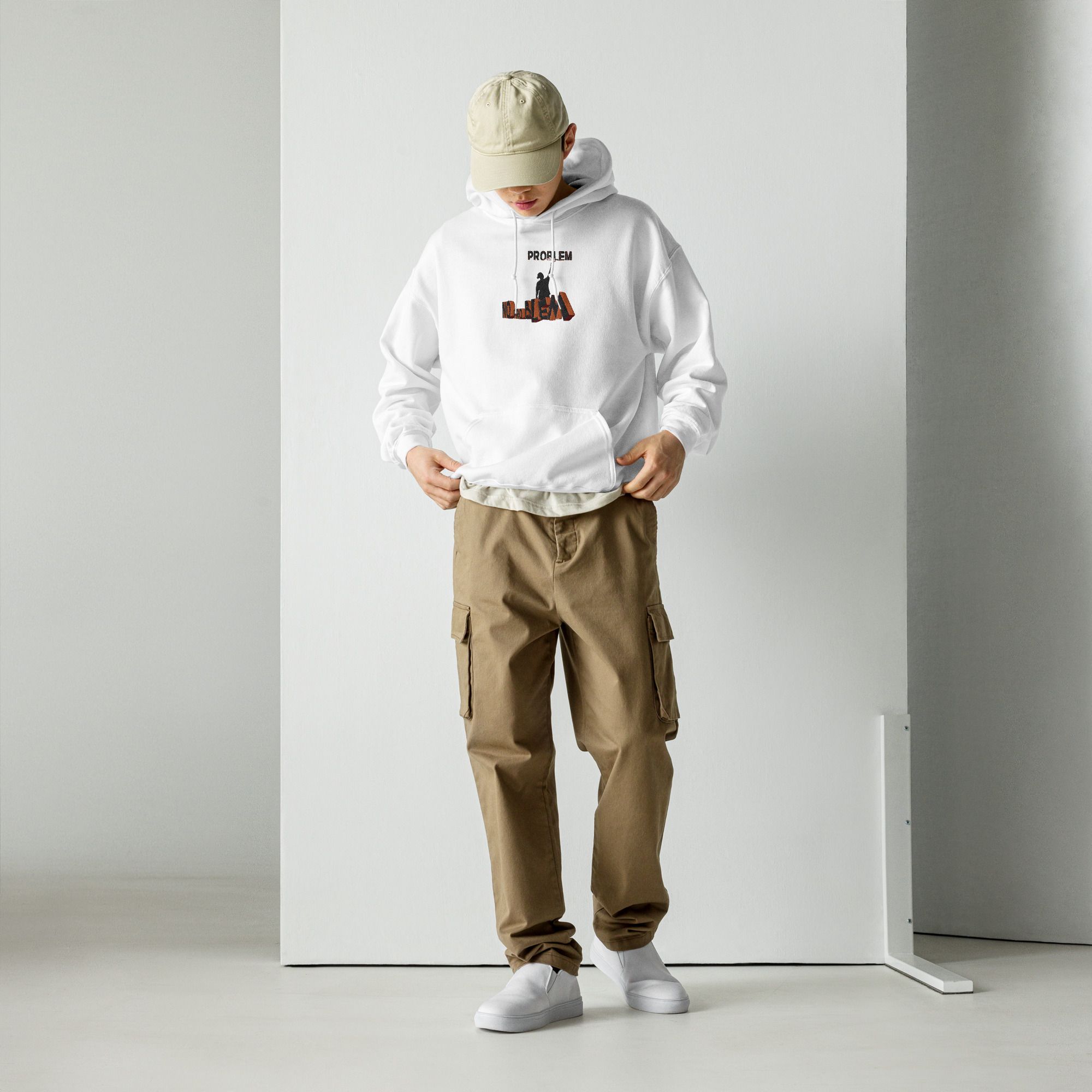 Sudadera bordada con capucha y estampado trasero unisex "No problem" - Imagen 13