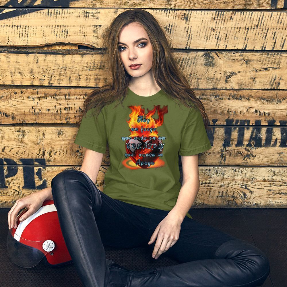 Camiseta unisex 100% algodón "CORAZÓN que nunca se apaga" - Imagen 4