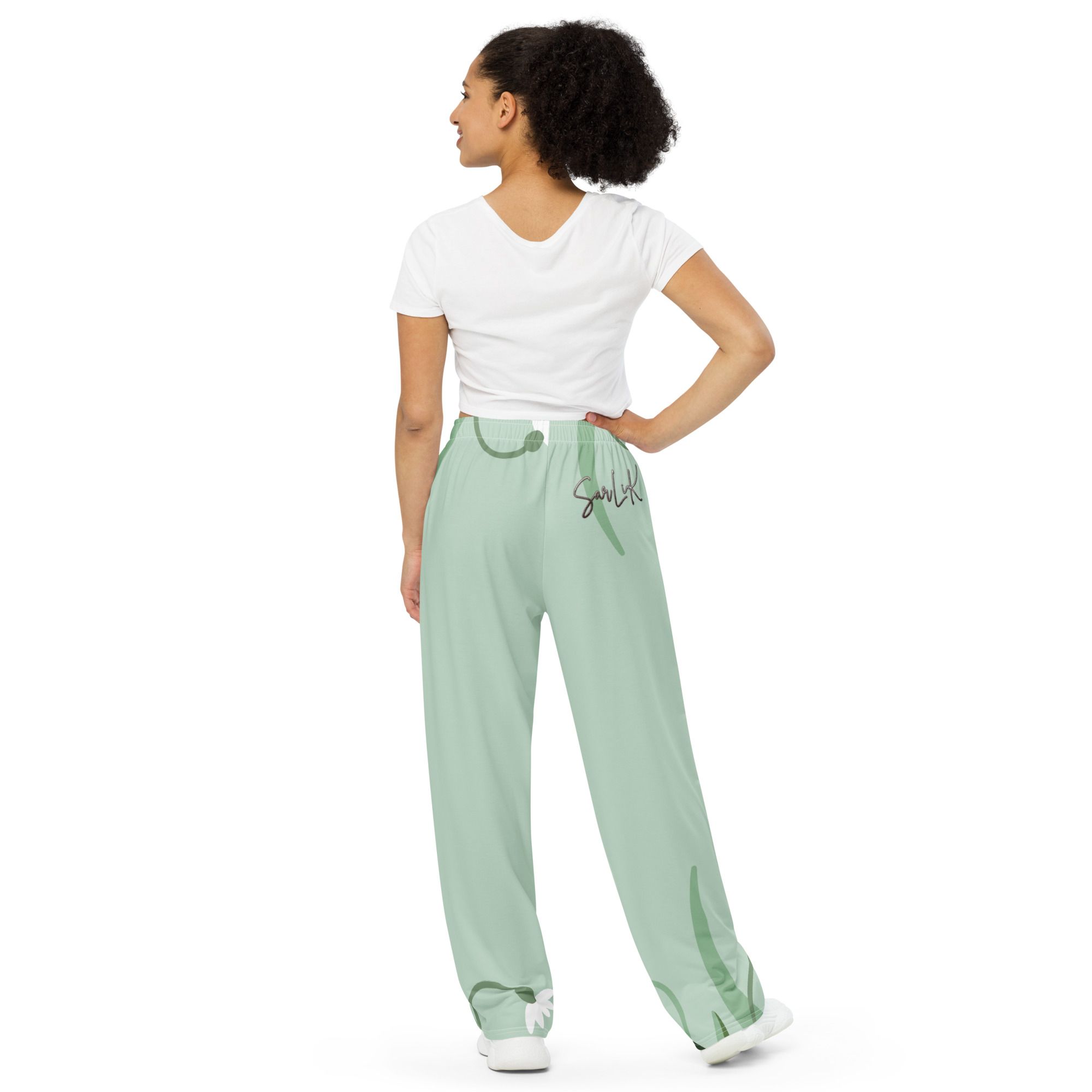 Pantalón ancho unisex verde claro Lo mejor está por venir - Imagen 2