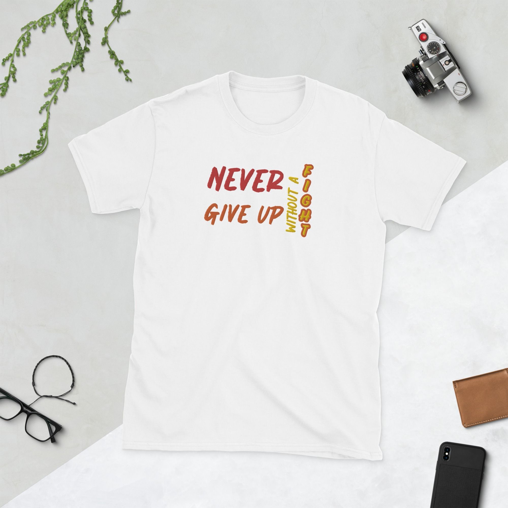 Camiseta bordada never give up