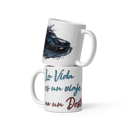 Taza blanca brillante La vida